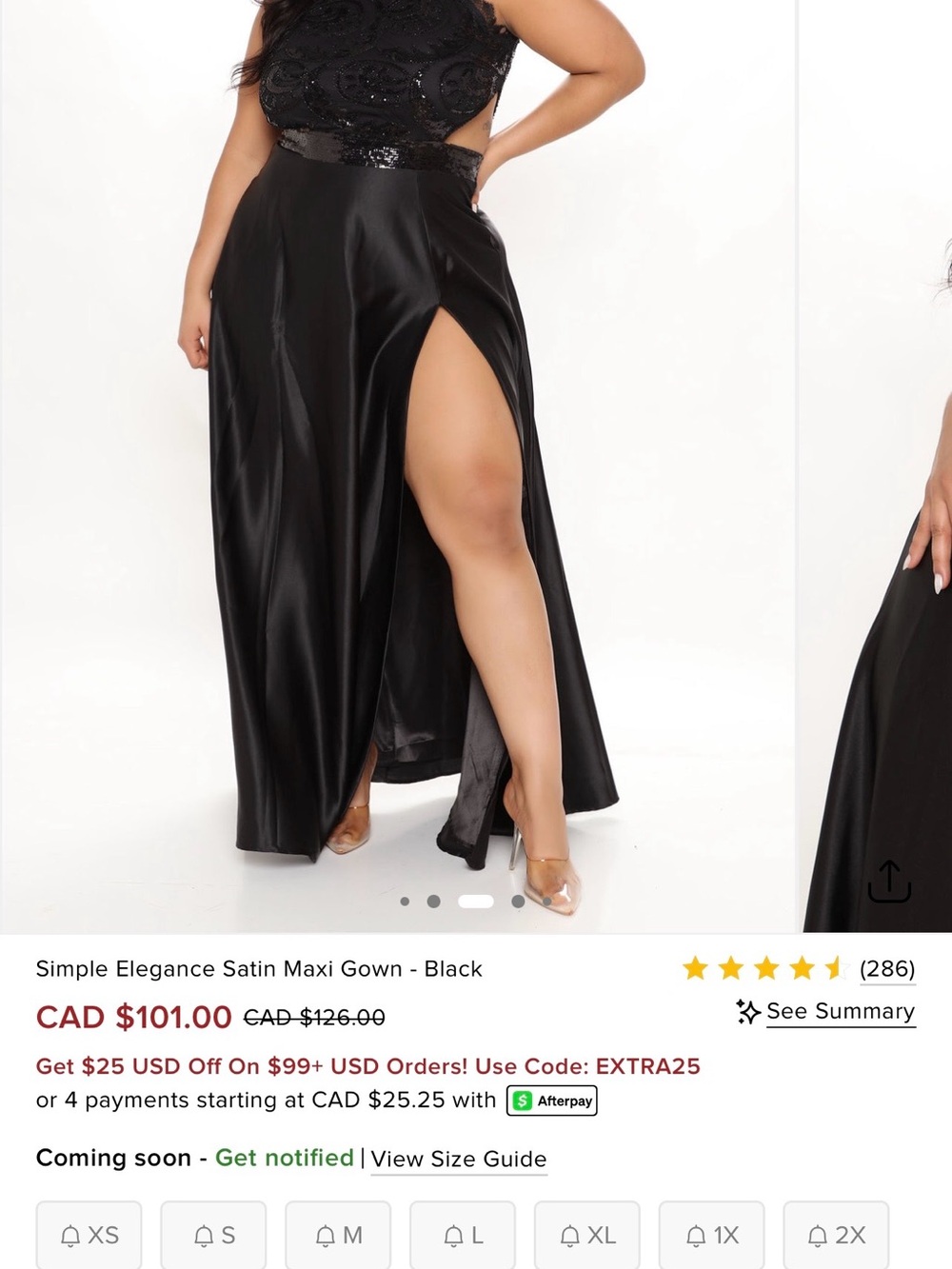 Fashion Nova Black Satin Maxi Skirt with High Thigh Slit